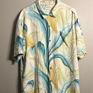 Tommy Bahama Tropical Print Hawaiian Shirt 100% Silk XXL
